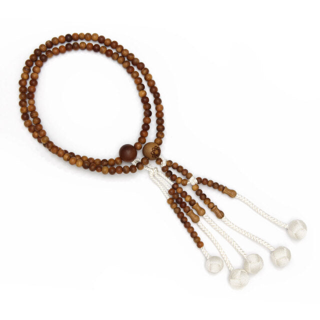 Buddhist prayer beads sandalwood white french knot