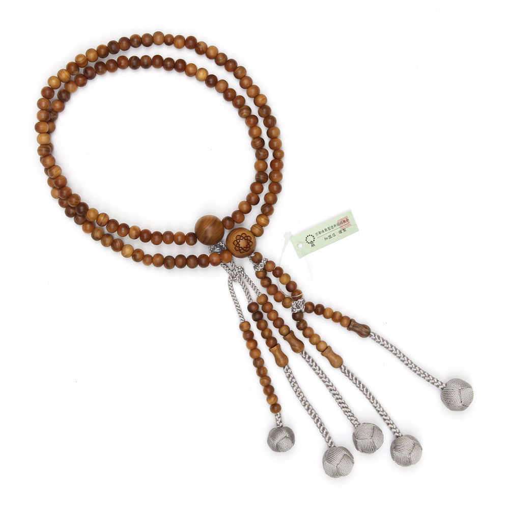 Buddhist prayer beads sandalwood grey french knot